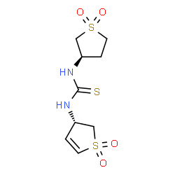 ChemSpider 2D Image | 1-[(3S)-1,1-Dioxido-2,3-dihydro-3-thiophenyl]-3-[(3R)-1,1-dioxidotetrahydro-3-thiophenyl]thiourea | C9H14N2O4S3