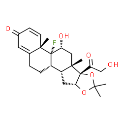 ChemSpider 2D Image | (4aS,4bR,5R,6aS,6bS,9aR,10aR,10bS)-4b-Fluoro-6b-glycoloyl-5-hydroxy-4a,6a,8,8-tetramethyl-4a,4b,5,6,6a,6b,9a,10,10a,10b,11,12-dodecahydro-2H-naphtho[2',1':4,5]indeno[1,2-d][1,3]dioxol-2-one | C24H31FO6