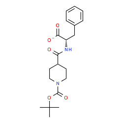 ChemSpider 2D Image | (2S)-2-{[(1-{[(2-Methyl-2-propanyl)oxy]carbonyl}-4-piperidinyl)carbonyl]amino}-3-phenylpropanoate | C20H27N2O5
