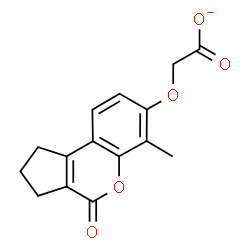 ChemSpider 2D Image | [(6-Methyl-4-oxo-1,2,3,4-tetrahydrocyclopenta[c]chromen-7-yl)oxy]acetate | C15H13O5