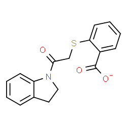 ChemSpider 2D Image | 2-{[2-(2,3-Dihydro-1H-indol-1-yl)-2-oxoethyl]sulfanyl}benzoate | C17H14NO3S
