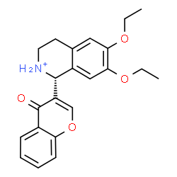 ChemSpider 2D Image | (1R)-6,7-Diethoxy-1-(4-oxo-4H-chromen-3-yl)-1,2,3,4-tetrahydroisoquinolinium | C22H24NO4