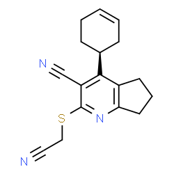 ChemSpider 2D Image | 2-[(Cyanomethyl)sulfanyl]-4-[(1S)-3-cyclohexen-1-yl]-6,7-dihydro-5H-cyclopenta[b]pyridine-3-carbonitrile | C17H17N3S