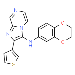 ChemSpider 2D Image | N-(2,3-Dihydro-1,4-benzodioxin-6-yl)-2-(3-thienyl)imidazo[1,2-a]pyrazin-3-amine | C18H14N4O2S