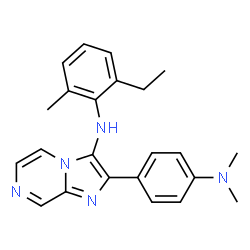 ChemSpider 2D Image | 2-[4-(Dimethylamino)phenyl]-N-(2-ethyl-6-methylphenyl)imidazo[1,2-a]pyrazin-3-amine | C23H25N5