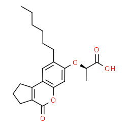 ChemSpider 2D Image | (2R)-2-[(8-Hexyl-4-oxo-1,2,3,4-tetrahydrocyclopenta[c]chromen-7-yl)oxy]propanoic acid | C21H26O5