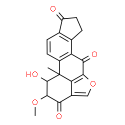 ChemSpider 2D Image | 1-Hydroxy-2-methoxy-11b-methyl-1,7,8,11b-tetrahydrocyclopenta[7,8]phenanthro[10,1-bc]furan-3,6,9(2H)-trione  | C20H16O6
