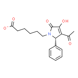 ChemSpider 2D Image | 6-[(2S)-3-Acetyl-4-hydroxy-5-oxo-2-phenyl-2,5-dihydro-1H-pyrrol-1-yl]hexanoate | C18H20NO5