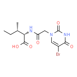 ChemSpider 2D Image | N-[(5-Bromo-2,4-dioxo-3,4-dihydro-1(2H)-pyrimidinyl)acetyl]-L-isoleucine | C12H16BrN3O5
