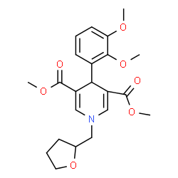 ChemSpider 2D Image | Dimethyl 4-(2,3-dimethoxyphenyl)-1-(tetrahydro-2-furanylmethyl)-1,4-dihydro-3,5-pyridinedicarboxylate | C22H27NO7