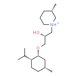 ChemSpider 2D Image | (3S)-1-[(2R)-2-Hydroxy-3-{[(1R,2R,5R)-2-isopropyl-5-methylcyclohexyl]oxy}propyl]-3-methylpiperidinium | C19H38NO2