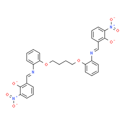 ChemSpider 2D Image | 2,2'-{1,4-Butanediylbis[oxy-2,1-phenylenenitrilo(E)methylylidene]}bis(6-nitrophenolate) | C30H24N4O8