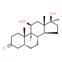 ChemSpider 2D Image | Androstan-3-one, 9-fluoro-11,17-dihydroxy-17-methyl-, (5Î²,11Î²,17Î²)- | C20H31FO3