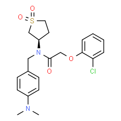 ChemSpider 2D Image | 2-(2-Chlorophenoxy)-N-[4-(dimethylamino)benzyl]-N-[(3R)-1,1-dioxidotetrahydro-3-thiophenyl]acetamide | C21H25ClN2O4S