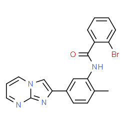 ChemSpider 2D Image | 2-Bromo-N-[5-(imidazo[1,2-a]pyrimidin-2-yl)-2-methylphenyl]benzamide | C20H15BrN4O