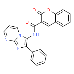 ChemSpider 2D Image | 2-Oxo-N-(2-phenylimidazo[1,2-a]pyrimidin-3-yl)-2H-chromene-3-carboxamide | C22H14N4O3