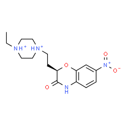 ChemSpider 2D Image | 1-Ethyl-4-{2-[(2R)-7-nitro-3-oxo-3,4-dihydro-2H-1,4-benzoxazin-2-yl]ethyl}piperazinediium | C16H24N4O4