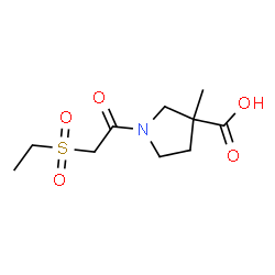 ChemSpider 2D Image | 1-[(Ethylsulfonyl)acetyl]-3-methyl-3-pyrrolidinecarboxylic acid | C10H17NO5S