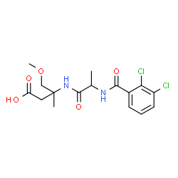 ChemSpider 2D Image | 3-{[N-(2,3-Dichlorobenzoyl)alanyl]amino}-4-methoxy-3-methylbutanoic acid | C16H20Cl2N2O5