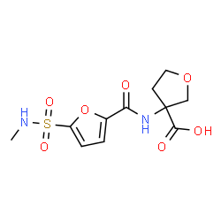 ChemSpider 2D Image | 3-{[5-(Methylsulfamoyl)-2-furoyl]amino}tetrahydro-3-furancarboxylic acid | C11H14N2O7S