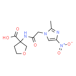 ChemSpider 2D Image | 3-{[(2-Methyl-4-nitro-1H-imidazol-1-yl)acetyl]amino}tetrahydro-3-furancarboxylic acid | C11H14N4O6