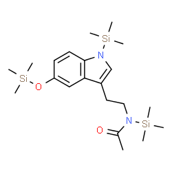ChemSpider 2D Image | 1H-Indole-3-ethanamine, N-acetyl-1,N-bis(trimethylsilyl)-5-[(trimethylsilyl)oxy]- | C21H38N2O2Si3