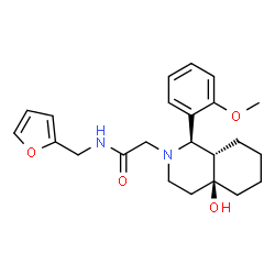 ChemSpider 2D Image | N-(2-Furylmethyl)-2-[(1R,4aS,8aS)-4a-hydroxy-1-(2-methoxyphenyl)octahydro-2(1H)-isoquinolinyl]acetamide | C23H30N2O4