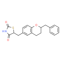 ChemSpider 2D Image | 5-[(2-Benzyl-3,4-dihydro-2H-chromen-6-yl)methyl]-1,3-thiazolidine-2,4-dione | C20H19NO3S