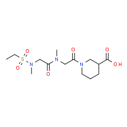 ChemSpider 2D Image | N-[2-(3-Carboxy-1-piperidinyl)-2-oxoethyl]-N~2~-(ethylsulfonyl)-N,N~2~-dimethylglycinamide | C14H25N3O6S