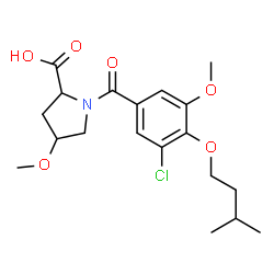 ChemSpider 2D Image | 1-[3-Chloro-5-methoxy-4-(3-methylbutoxy)benzoyl]-4-methoxyproline | C19H26ClNO6