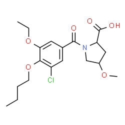 ChemSpider 2D Image | 1-(4-Butoxy-3-chloro-5-ethoxybenzoyl)-4-methoxyproline | C19H26ClNO6