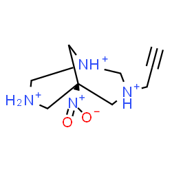 ChemSpider 2D Image | (5S)-5-Nitro-3-(2-propyn-1-yl)-1,3,7-triazoniabicyclo[3.3.1]nonane | C9H17N4O2