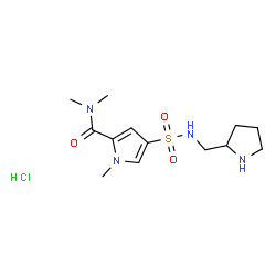 ChemSpider 2D Image | N,N,1-Trimethyl-4-[(2-pyrrolidinylmethyl)sulfamoyl]-1H-pyrrole-2-carboxamide hydrochloride (1:1) | C13H23ClN4O3S