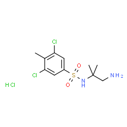 ChemSpider 2D Image | N-(1-Amino-2-methyl-2-propanyl)-3,5-dichloro-4-methylbenzenesulfonamide hydrochloride (1:1) | C11H17Cl3N2O2S