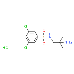 ChemSpider 2D Image | N-(2-Amino-2-methylpropyl)-3,5-dichloro-4-methylbenzenesulfonamide hydrochloride (1:1) | C11H17Cl3N2O2S