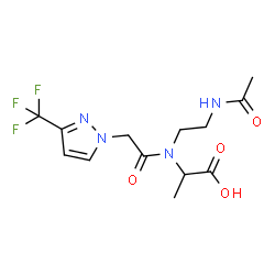ChemSpider 2D Image | N-(2-Acetamidoethyl)-N-{[3-(trifluoromethyl)-1H-pyrazol-1-yl]acetyl}alanine | C13H17F3N4O4