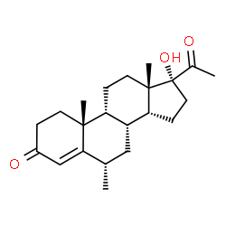ChemSpider 2D Image | (6alpha,9beta,14beta)-17-Hydroxy-6-methylpregn-4-ene-3,20-dione | C22H32O3