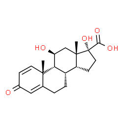ChemSpider 2D Image | (9beta,11beta,14beta,17alpha)-11,17-Dihydroxy-3-oxoandrosta-1,4-diene-17-carboxylic acid | C20H26O5