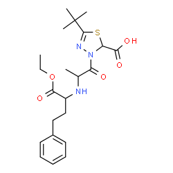 ChemSpider 2D Image | 3-[N-(1-Ethoxy-1-oxo-4-phenyl-2-butanyl)alanyl]-5-(2-methyl-2-propanyl)-2,3-dihydro-1,3,4-thiadiazole-2-carboxylic acid | C22H31N3O5S