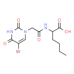 ChemSpider 2D Image | N-[(5-Bromo-2,4-dioxo-3,4-dihydro-1(2H)-pyrimidinyl)acetyl]norleucine | C12H16BrN3O5