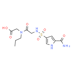 ChemSpider 2D Image | N-[(5-Carbamoyl-1H-pyrrol-3-yl)sulfonyl]glycyl-N-propylglycine | C12H18N4O6S