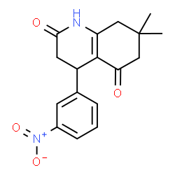 ChemSpider 2D Image | 7,7-Dimethyl-4-(3-nitrophenyl)-4,6,7,8-tetrahydro-2,5(1H,3H)-quinolinedione | C17H18N2O4