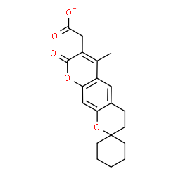 ChemSpider 2D Image | (6'-Methyl-8'-oxo-3',4'-dihydro-8'H-spiro[cyclohexane-1,2'-pyrano[3,2-g]chromen]-7'-yl)acetate | C20H21O5