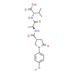 ChemSpider 2D Image | N-{[(3R)-1-(4-Methoxyphenyl)-5-oxo-3-pyrrolidinyl]carbonyl}-L-alanyl-L-valine | C20H27N3O6