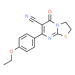 ChemSpider 2D Image | 7-(4-Ethoxyphenyl)-5-oxo-2,3-dihydro-5H-[1,3]thiazolo[3,2-a]pyrimidine-6-carbonitrile | C15H13N3O2S