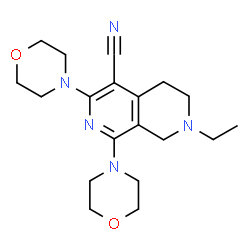 ChemSpider 2D Image | 7-Ethyl-1,3-di(4-morpholinyl)-5,6,7,8-tetrahydro[2,7]naphthyridine-4-carbonitrile | C19H27N5O2