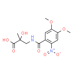 ChemSpider 2D Image | 3-[(4,5-Dimethoxy-2-nitrobenzoyl)amino]-2-hydroxy-2-methylpropanoic acid | C13H16N2O8