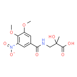 ChemSpider 2D Image | 3-[(3,4-Dimethoxy-5-nitrobenzoyl)amino]-2-hydroxy-2-methylpropanoic acid | C13H16N2O8