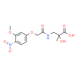 ChemSpider 2D Image | 2-Hydroxy-3-{[(3-methoxy-4-nitrophenoxy)acetyl]amino}-2-methylpropanoic acid | C13H16N2O8
