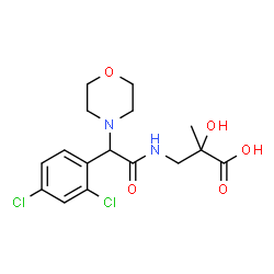 ChemSpider 2D Image | 3-{[(2,4-Dichlorophenyl)(4-morpholinyl)acetyl]amino}-2-hydroxy-2-methylpropanoic acid | C16H20Cl2N2O5